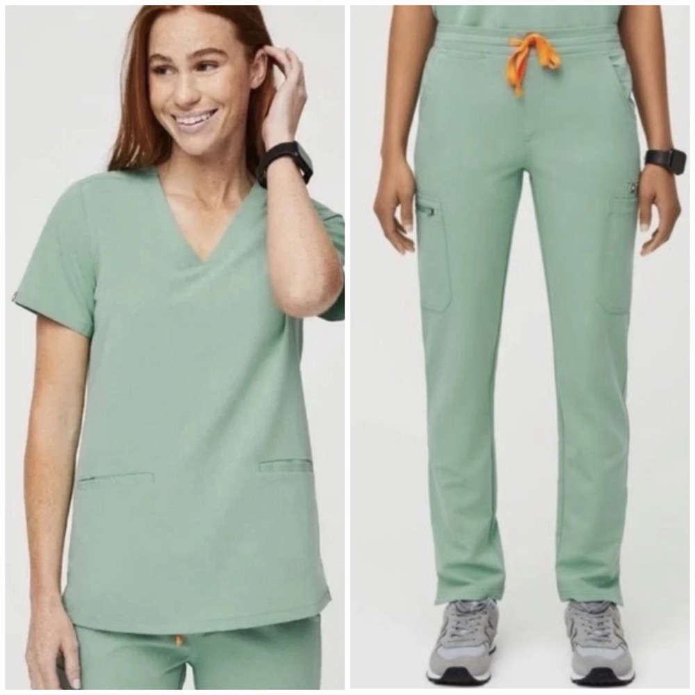 FIGS Limited Edition Jade Scrub Set XS Casma Top + Yola Pants EUC